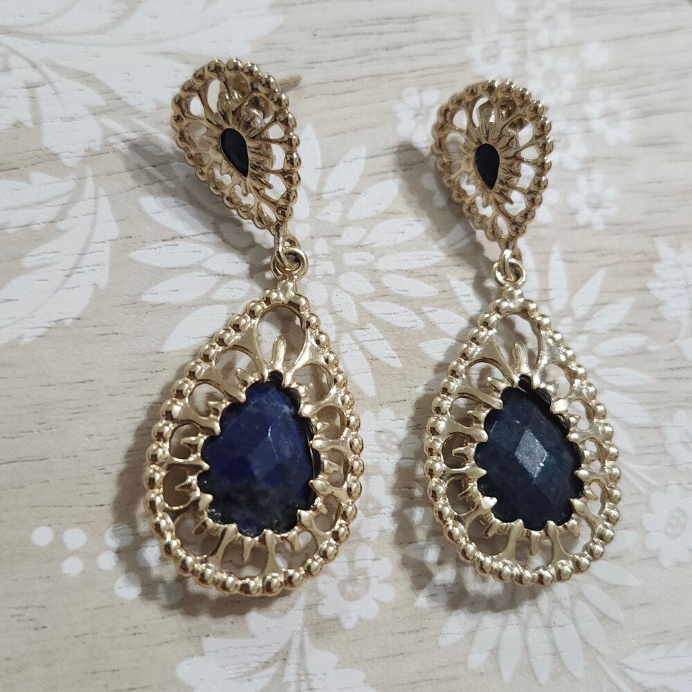 Kendra Scott Blue Lapis Gold Drop Earrings